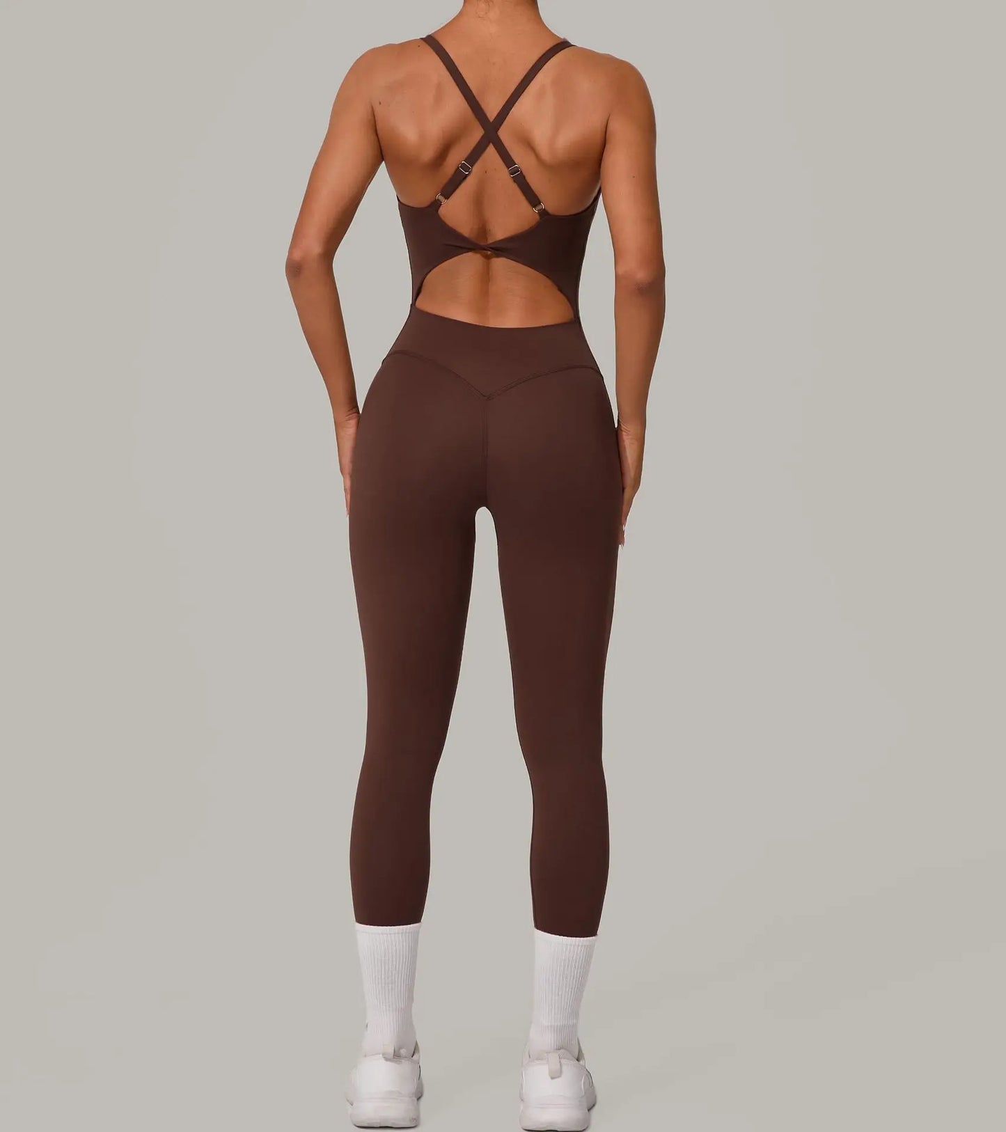 Sexy Hollow Cross Backless Sporty Tight Jumpsuit Woman Sportswear Summer One Pieces Outfit Gym Fitness Overalls Yoga Jump Suit