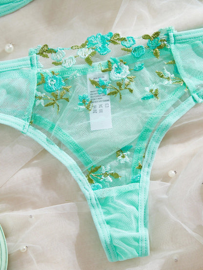 Suspenders Two-piece Set Night Beautiful Sexy Women 2 Piece Floral Embroidery Underwear Sexy Erotic Lingerie Underwear Set