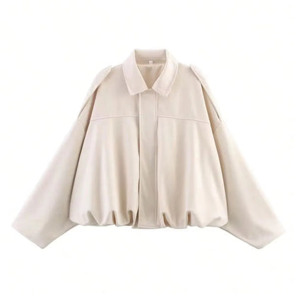 HH Women Brown Green Suede Jacket Loose Casual Bomber Coat Lapel Zipper Long Sleeve Jackets Vintage Lady Motorcycle Outwears