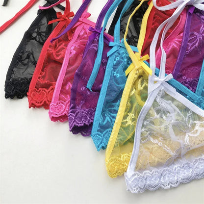 Custom Name Crystal Letter Thong Lace tie Hanging neck Bikini Bra Panties Sexy Personalized Name G-String Underwear Bra Set