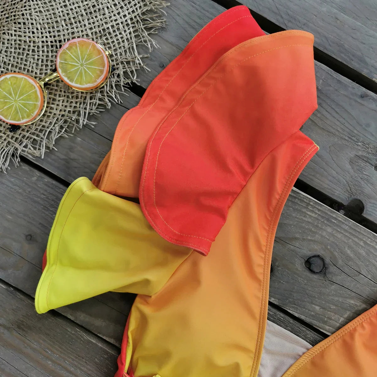2025 New Sexy V-Neck One Piece Swimsuit Belt Swimwear Women Ruffle Monokini Push Up Swim Suit Colorful Bathing Suit Female Beach