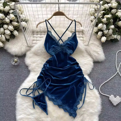 Sexy Lace Gauze Patchwork Strap Bodysuit Hollow Sleeveless Slim backless Women Erotic Lingerie Hotsweet Bow Night Maid Cosplay