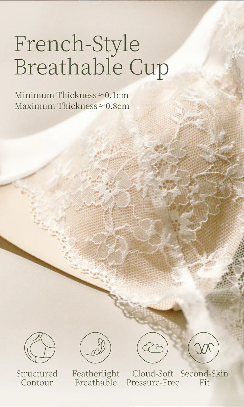 SUJIIN Sexy Push Up Lace Bras for Women Summer Wireless Plunge Deep V Small Chest Bra Lady French Breathable Lingeries MX326
