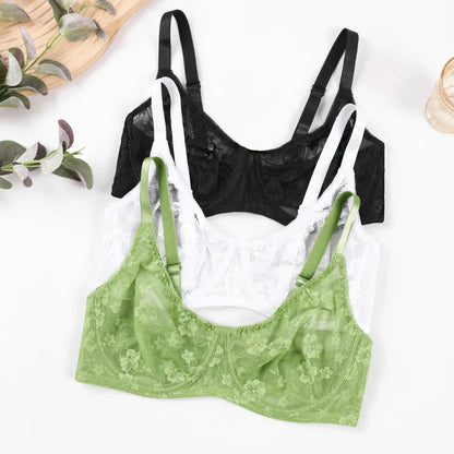 Sexy Womens Bras Lace Sheer Brassiere Plus Size Bra Female Underwire Underwear Lingerie BH Tops B C D E F Cup