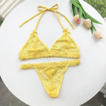 Custom Name Crystal Letter Thong Lace tie Hanging neck Bikini Bra Panties Sexy Personalized Name G-String Underwear Bra Set