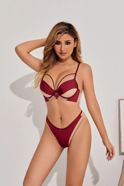 Skeleton Solid Color Plus Size CD Size Lingerie SuitPush Up Bra Set Adjustable Brassiere With Comfort Panties