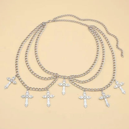 Cross waist chain women's waist jewelry niche waist decoration versatile temperament cool punk hot girl personal body chain