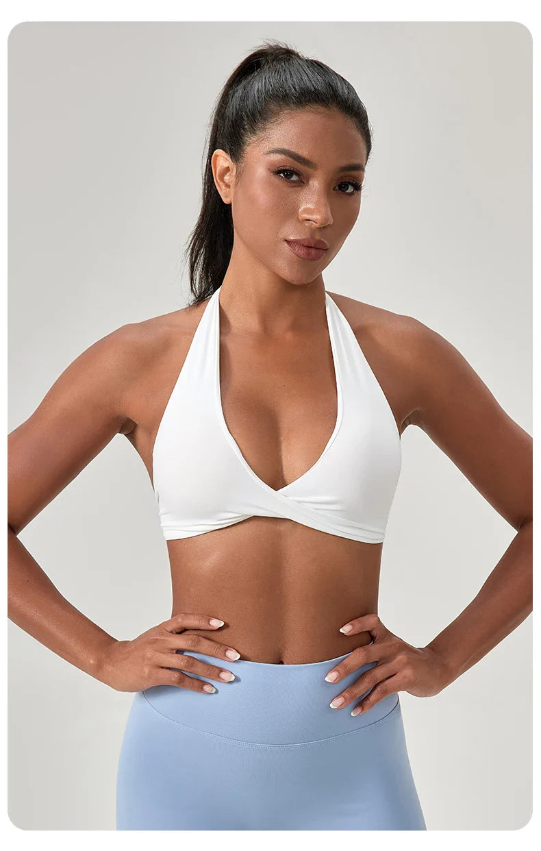 Sports Yoga Bra for Women Halter Neck with Stylish Back Design Sexy Gym Bra for Running Fitness Sports Bras
