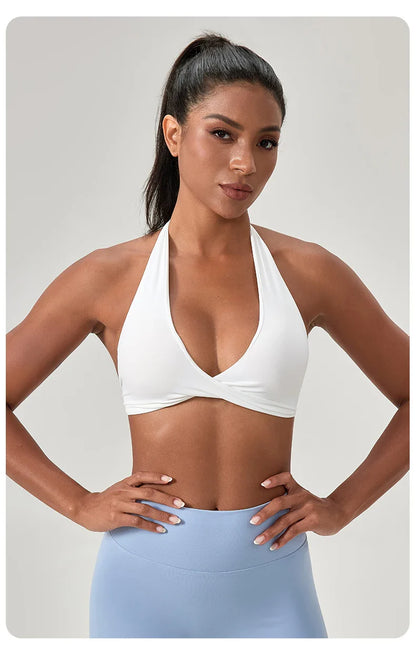Sports Yoga Bra for Women Halter Neck with Stylish Back Design Sexy Gym Bra for Running Fitness Sports Bras