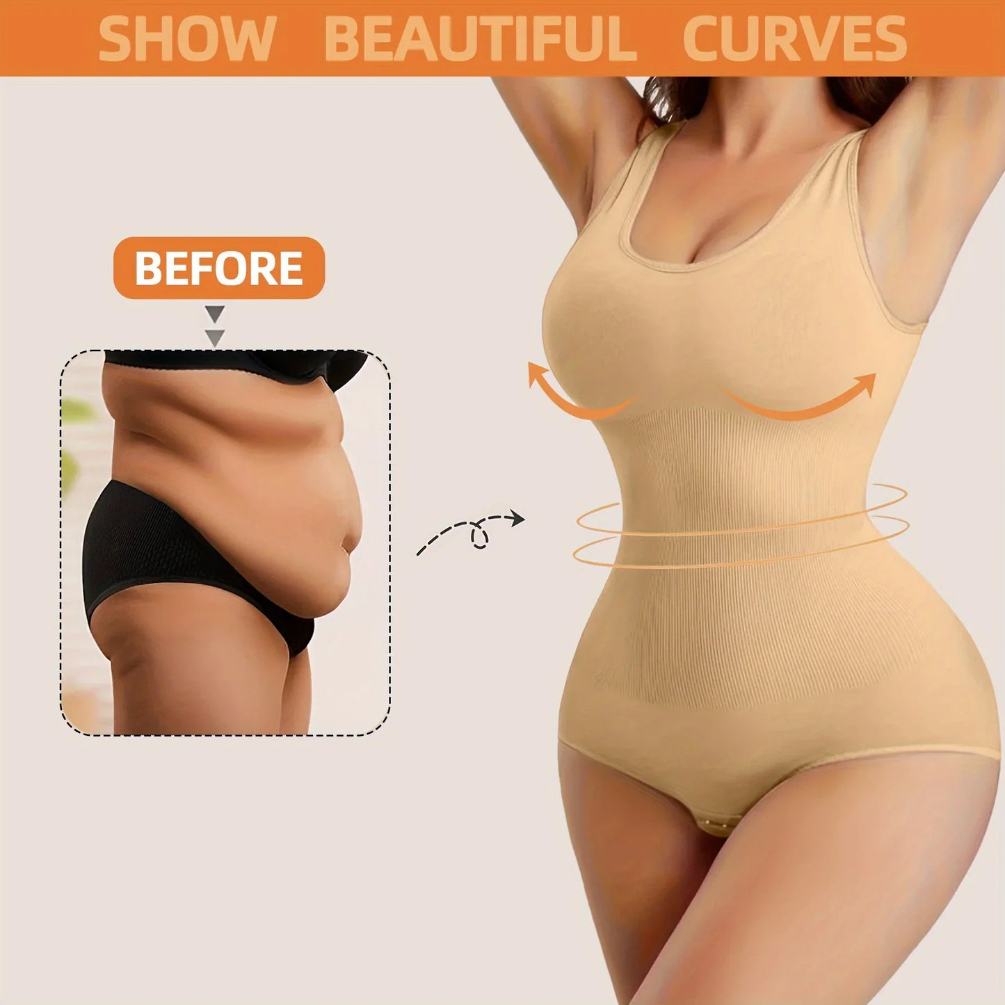 1pc Seamless Bodysuit for Women - Waist & Tummy Control, Full Body Shaper, Sleeveless Tank Top Jumpsuit, Body Shaping Bodysuit|