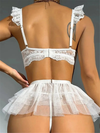 Hot Bra Set See Through Sexy Lingerie Outfit Fine Lace Underwear Fancy Bilizna Set Attractive Sexy Lingerie Set