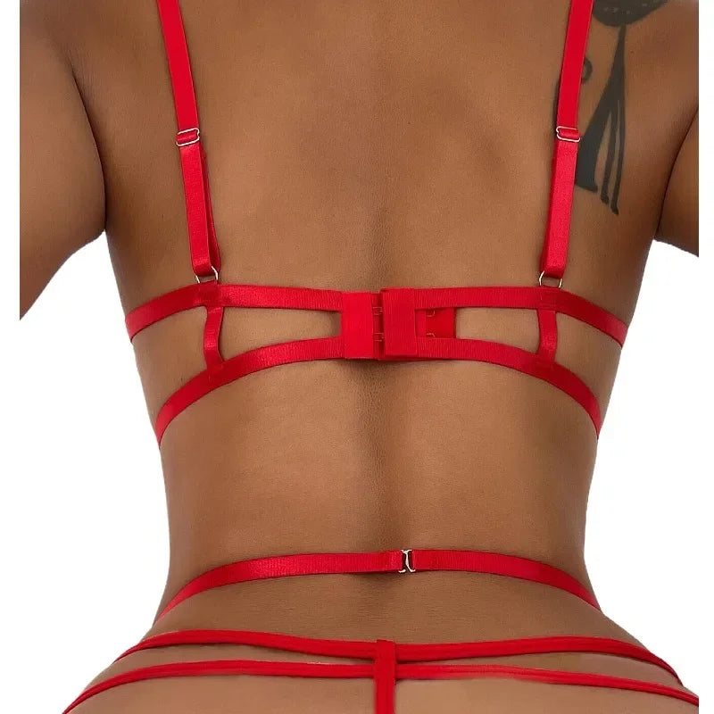 Hot Erotic Sexy Lingerie Set Women Push Up Bra Garter Set Lace Backless Straps Transparent Underwear Sets Plus Size Lenceria