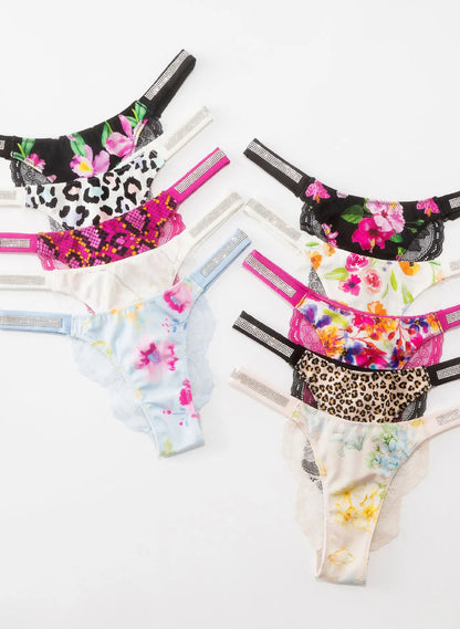Fashion Sparkling Rhinestone Lace Thong Women's Low Waist Sexy Women's Underwear Women's Thong Clearance items,limited quantity,