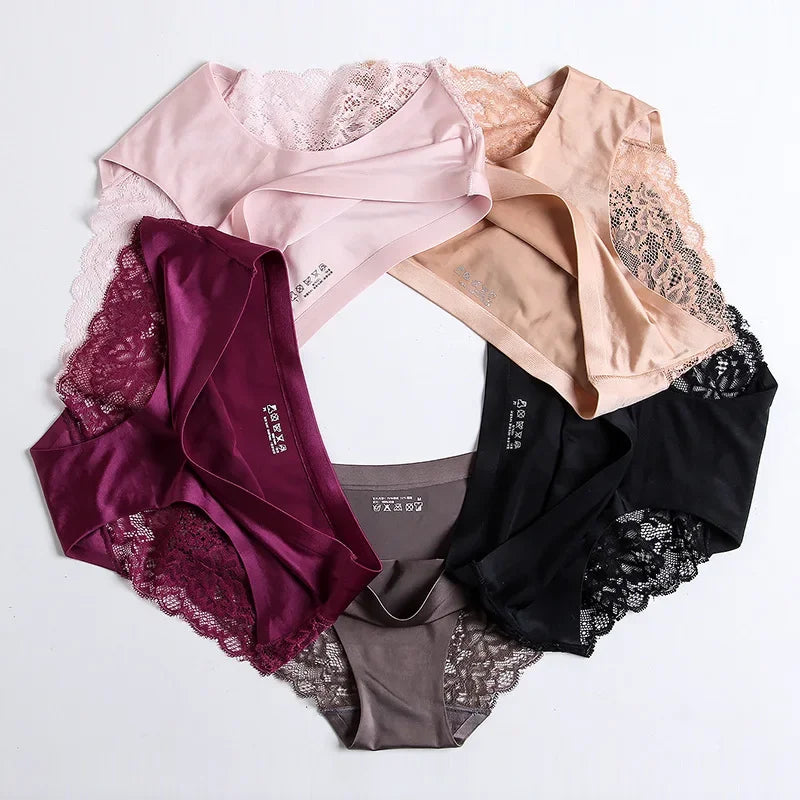 Set/lot Seamless WomenComfort Lace Briefs  Hollow Out Panties Set Underwear Low Rise Female Sport Panty Soft Lady Lingerie Sexy