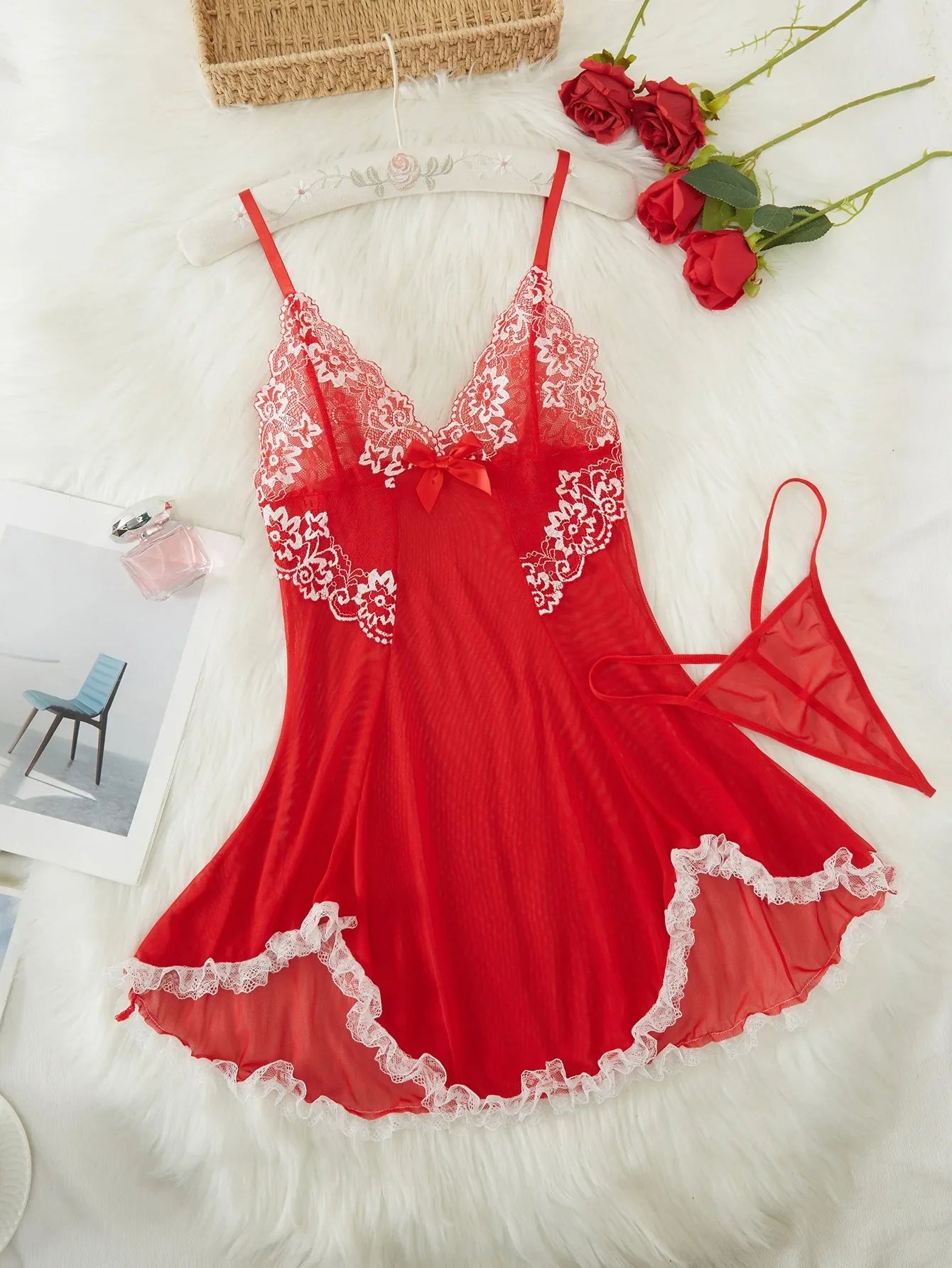2025 Sexy Lingerie Set – European Lace Babydoll Nightwear, Sheer Teddies for Women
