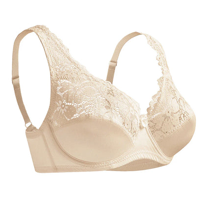 Women Plus Size Bra Breathable Sexy Lingerie Perspective Brassiere Floral Lace Bras Unlined Underwire Female Underwear