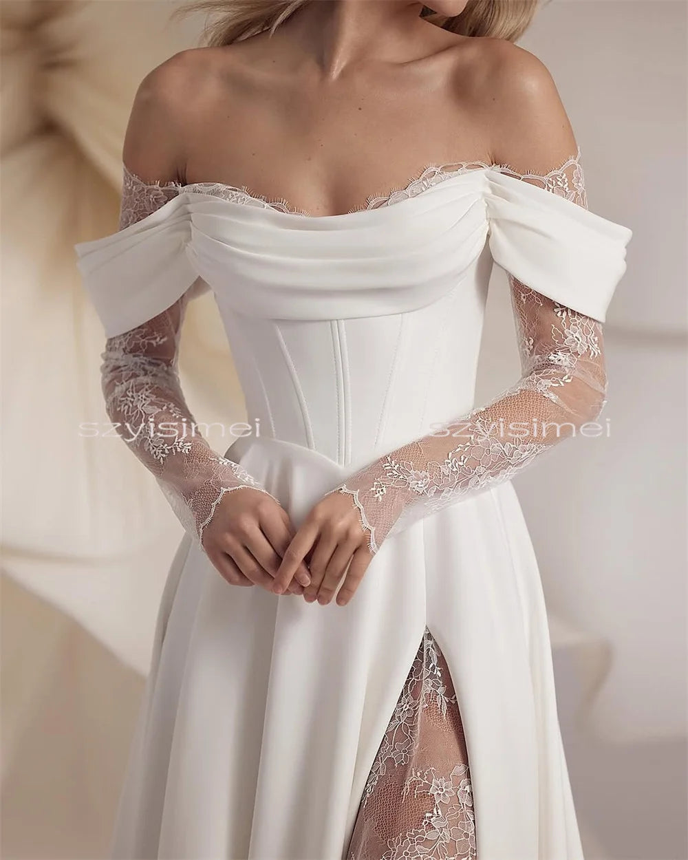 Mordern Off Shoulder Wedding Dresses A-Line Bridal Gown For Wedding Customized Bride Dresses vestidos de novia robe de mariée