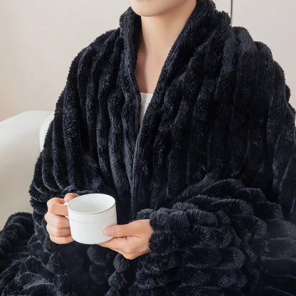 1pc flannel blanket - soft, comfortable, warm nap blanket, Christmas exquisite gift blanket, available in multiple colors