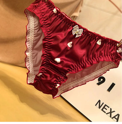 New girl's underwear waist satin love ladies briefs soft comfortable breathable high quality women's underwear female panties