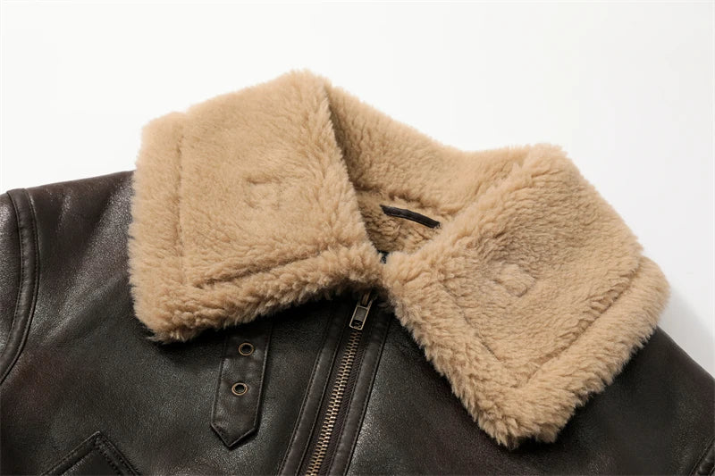 2025 Autumn winter new women's thickened warm double-sided short jacket Women's brown coat