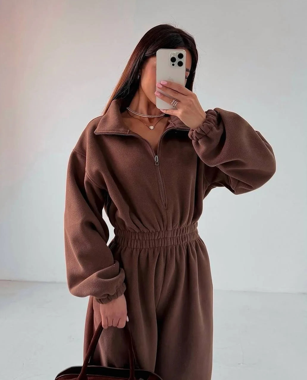 Zekye Woman Clothing New Fashion Long-sleeved Jumpsuit Women's Casual Semi-open Elastic Waist Jumpsuit Elegant Woman Jumpsuit