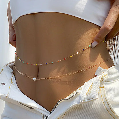 Versatile Peach Heart Sexy Body Chain Ladies' Summer Beach Bikini Body Accessories Simple Love Zircon Tassel Waist Chain
