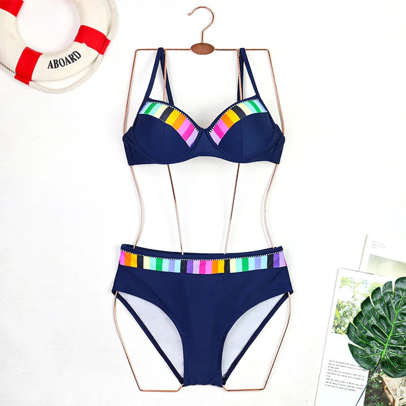 2024 New Women Swimsuit Sexy Women High Waist Bikini Swimwear Female Two Piece Beachwear Printed Bikinis Set Bathing Suit