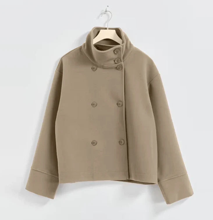 Urban Black Woolen Blend Coats Women Stand Collar Single-breasted Long Sleeve Thick Warm Jacket 2025 Autumn Winter Lady Outwear