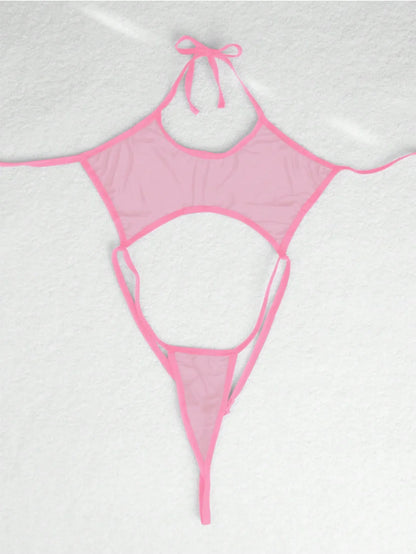 One-Piece Women's Sexy Underwear Bodysuit, Lace-Up Mesh Sexy