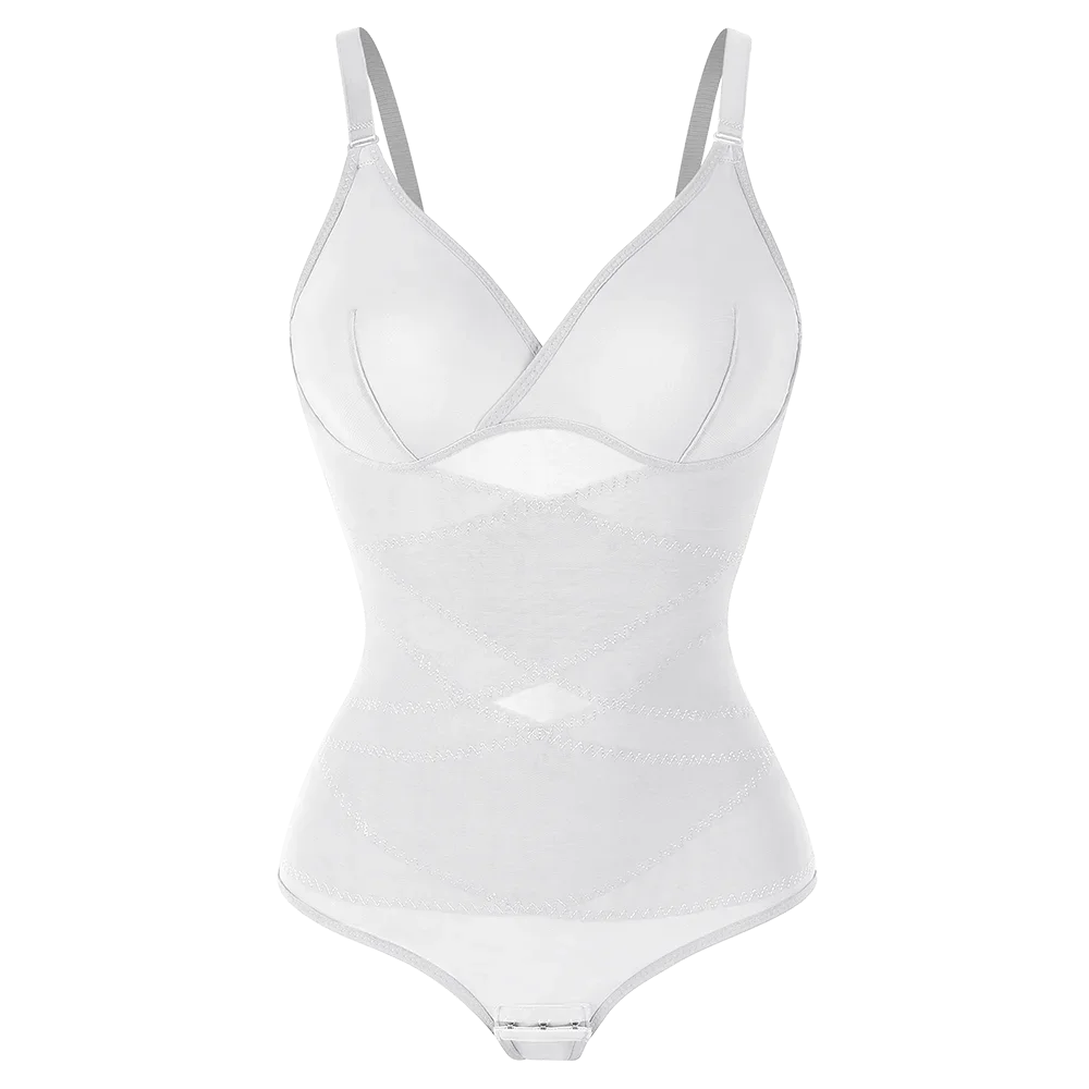 Cross Waist Bodysuit Sexy Women Briefs Shapewear with Film Coaster Mesh Breathable Suspender Top Tummy Control Ladies Underwear