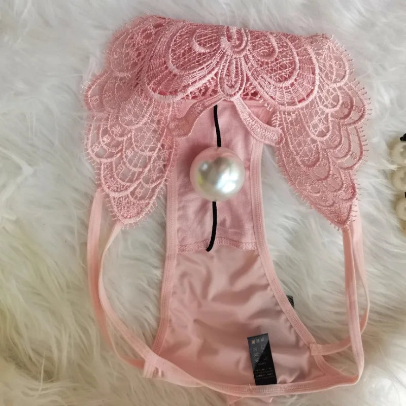 Customized Imitation Pearl Underwear Into The Body To Increase Massage Beads, Sexy Thong Tighten Briefs Thong  Panties Women