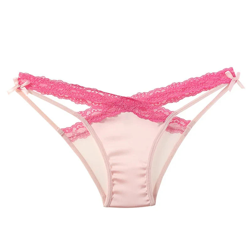 CINOON Women Sexy Lingerie G String Lace Panties Femal Low-waist Cross Bandage Transparent Temptation Underwear Comfort Intimate