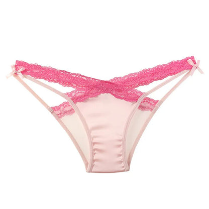 CINOON Women Sexy Lingerie G String Lace Panties Femal Low-waist Cross Bandage Transparent Temptation Underwear Comfort Intimate