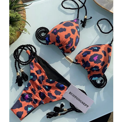 Sexy Swimsuit Women Triangle Bikinis Set Thong Bandage Swimsuits Solid Color bathing suit  Two Piece String Swimear Beach Wear