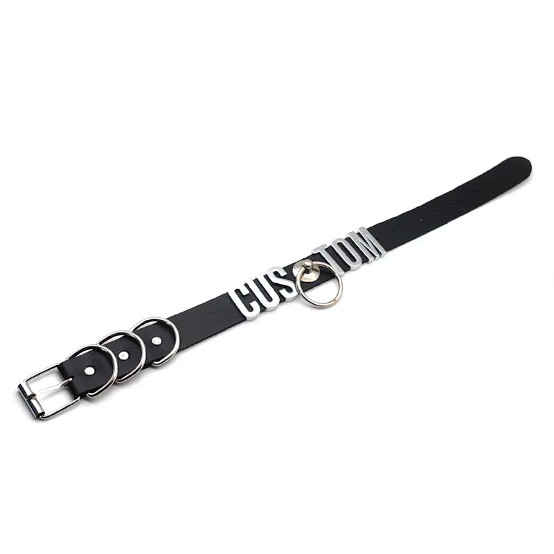 Sexy Punk Large Ring Pendant Customized Letters Collars Choker Necklace DIY Personalized Buckle Hoop Chocker Jewelry Cosplay