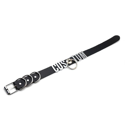 Sexy Punk Large Ring Pendant Customized Letters Collars Choker Necklace DIY Personalized Buckle Hoop Chocker Jewelry Cosplay