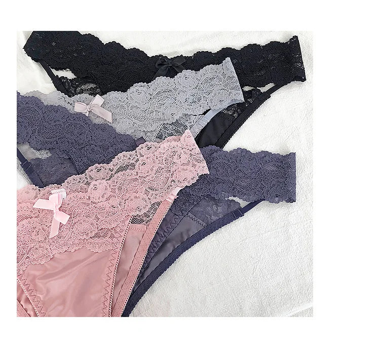 SP&CITY Satin Lace Sexy Women's Underwear Low Waist Transparent Hollow Out Panties Breathable Soft Seamless Briefs Lingerie