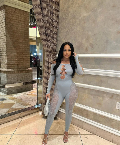 Viral Cheetah Bodysuit Pearl Embellished Mesh Lingerie Seductive Jacquard Catsuit for Women Flirtatious See Through Outfit