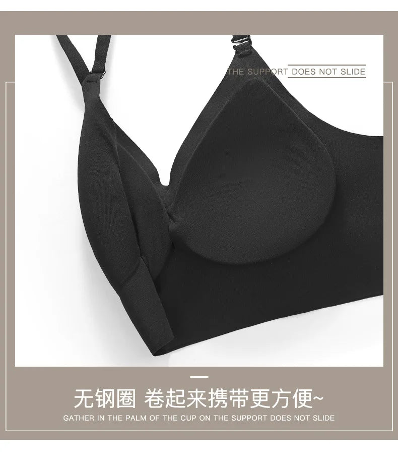 Sexy Large Backless U-shaped Beautiful Back Sling Underwear Women's Thin Section Seamless Small Chest Gathered Strapless Bra