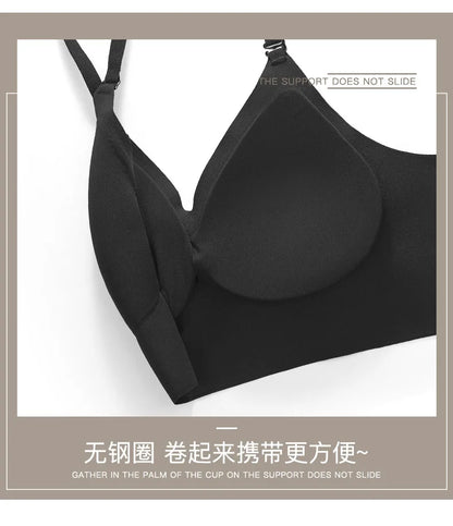 Sexy Large Backless U-shaped Beautiful Back Sling Underwear Women's Thin Section Seamless Small Chest Gathered Strapless Bra