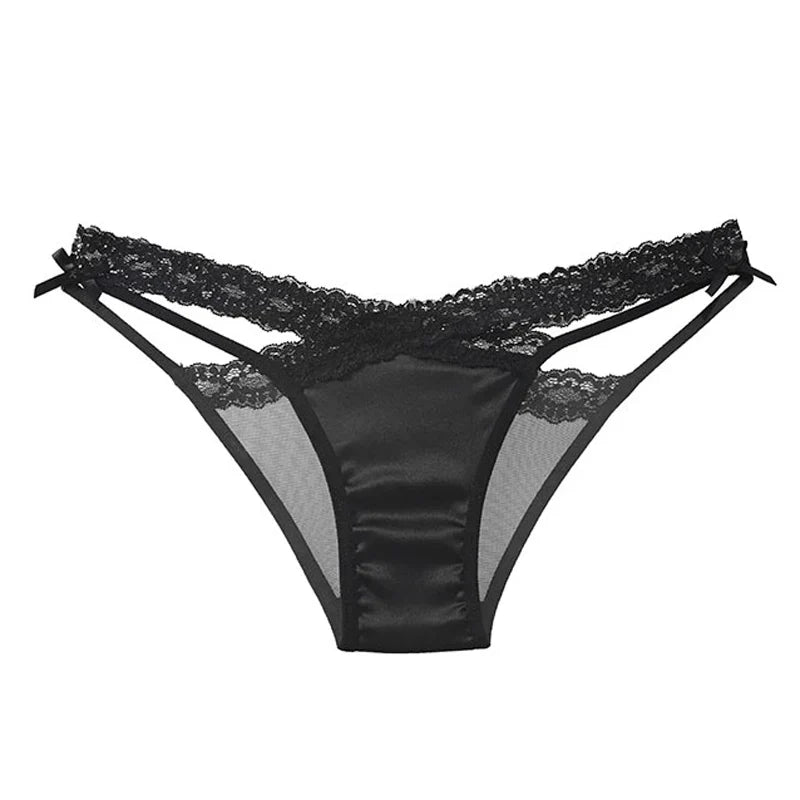 CINOON Women Sexy Lingerie G String Lace Panties Femal Low-waist Cross Bandage Transparent Temptation Underwear Comfort Intimate