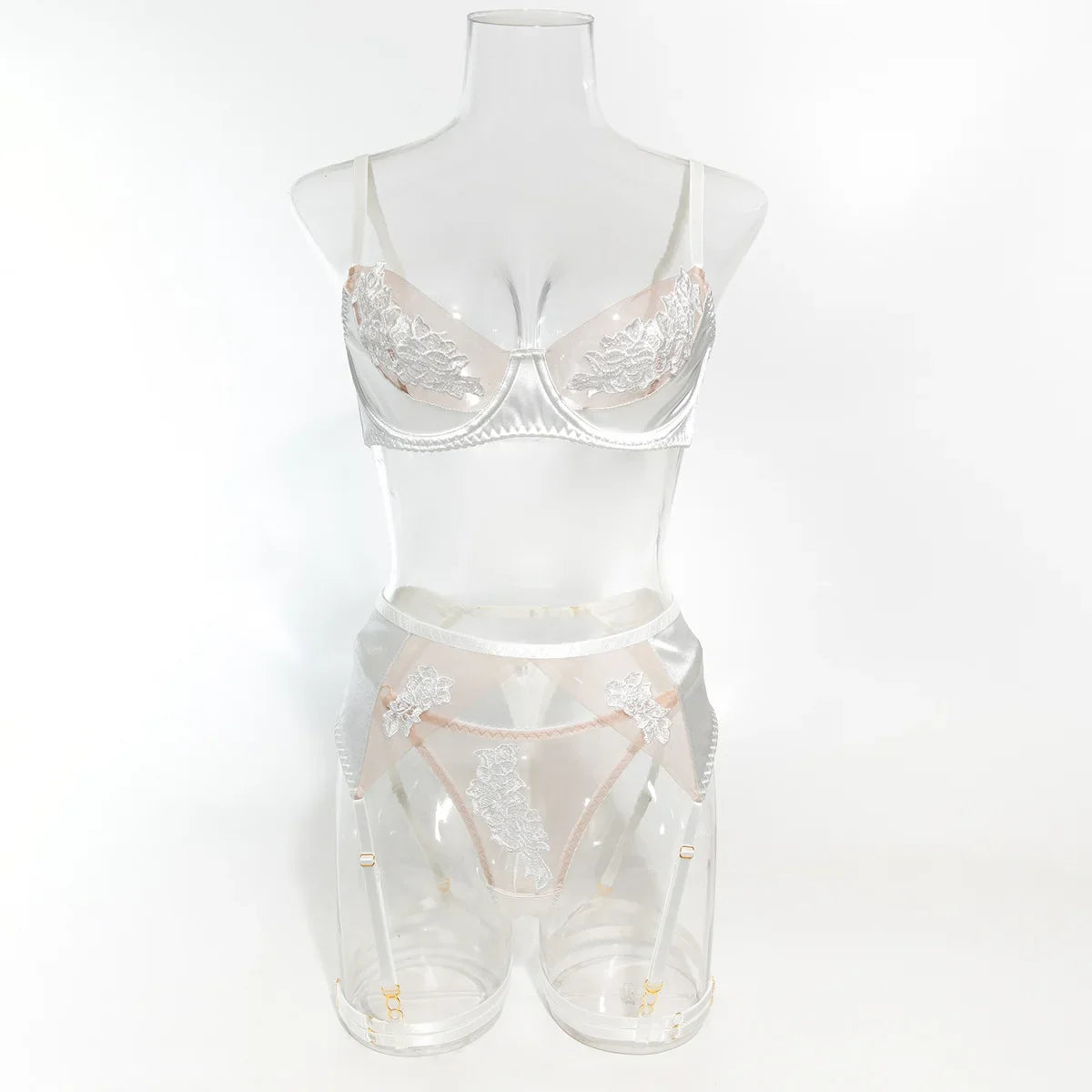 Ellolace Fancy Lingerie Floral Lace Ensemble Brazilian Underwear Attractive Chest Suspenders Sexy Hot Sissy Outfit