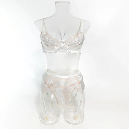 Ellolace Fancy Lingerie Floral Lace Ensemble Brazilian Underwear Attractive Chest Suspenders Sexy Hot Sissy Outfit