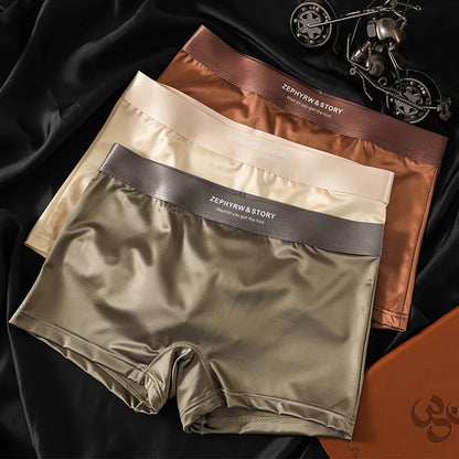 3PCS/Pack Luxury Ice Silk Satin-like Women's Panties 3D Double-layer Breathable Mesh Crotch Underwear Soft Smooth Safety Briefs