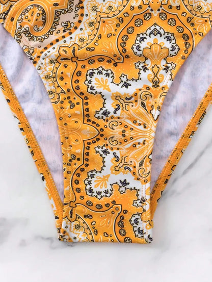 2024 New Print 2-piece Swimsuit for Women,hard Cup Suspender Push Up Bikini Set,summer Beach Vacation Backless Bathing Suit