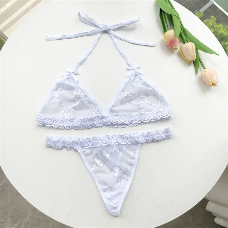 Custom Name Crystal Letter Thong Lace tie Hanging neck Bikini Bra Panties Sexy Personalized Name G-String Underwear Bra Set