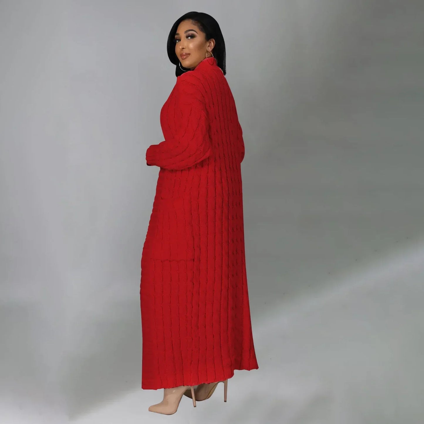2024 New Women's Fashionable Cardigan Sweater Casual Long Sleeve Solid Color Jacket Autumn/Winter Amazon Europe Style