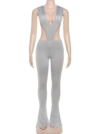 Weird Puss Sexy Hipster Women Tracksuit 2 Piece Set Deep V-Neck Sleeveless Bodysuit+Leggings Matching Hipster Streetwear Outfits