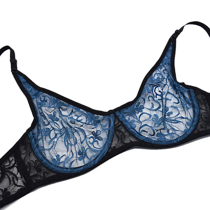 Womens Underwear Lace Bras Underwire BH Hollow Out Embroidery Sexy Lingerie Tops Plus Size  Brassiere A B C D Cup