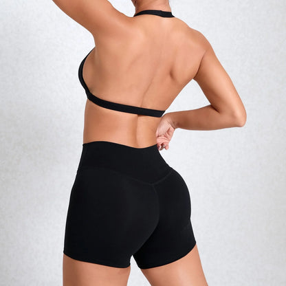 Wholesale Sportswear Woman Gym Set 2025 Sport Bra Shorts Outfit Yoga Clothes Fitness Clothing Kit Push Up Workout Activewear Red